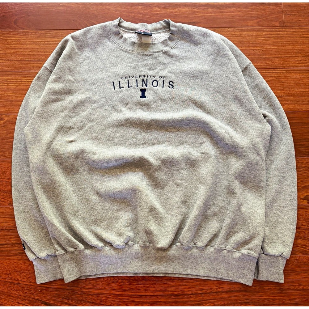 Vintage Jansport University of Illinois Fighting Illini Sweatshirt Mens XL Gray